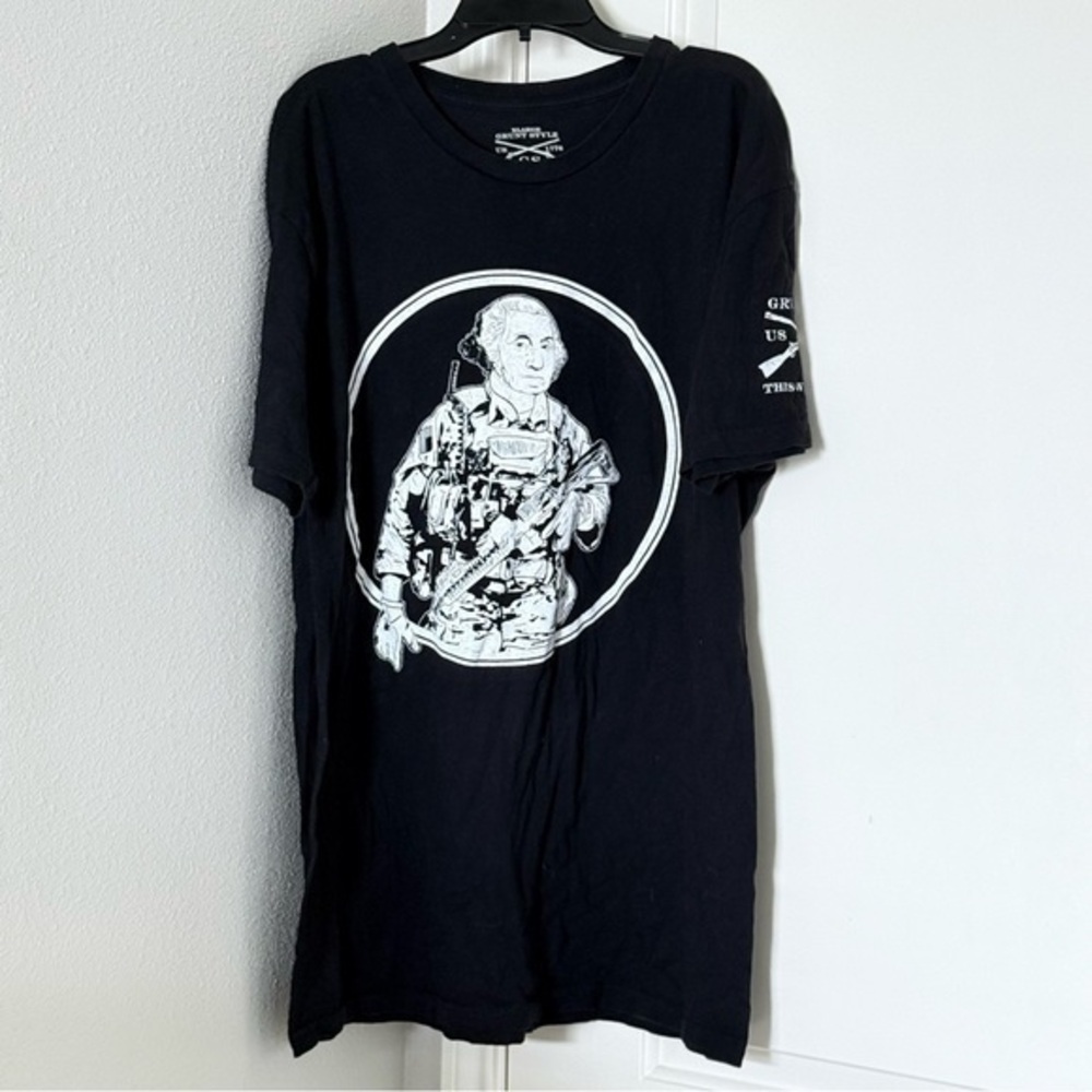 Grunt Style President Benjamin Franklin 1776 Black Graphic T-Shirt